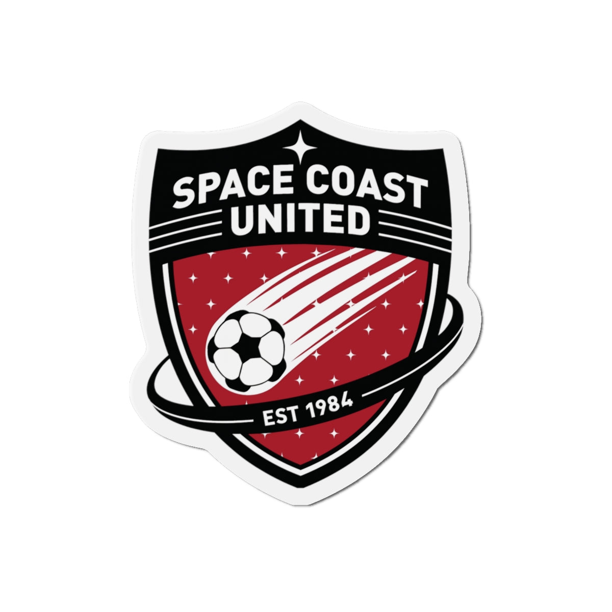 Space Coast United Soccer Shield Die-Cut Magnet — Est. 1984 Team Logo
