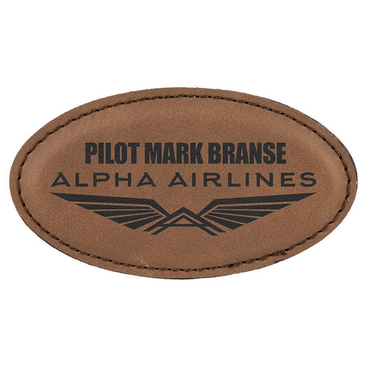 3 1/4" x 1 3/4" Laserable Leatherette Oval Badge Blank with Magnet