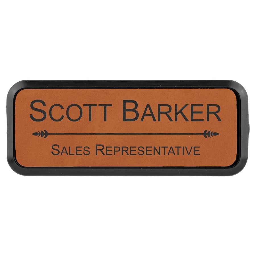 3" x 1" Laserable Leatherette Badge Blank with Frame
