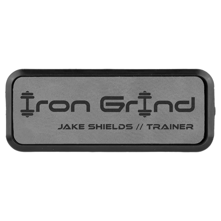 3" x 1" Laserable Leatherette Badge Blank with Frame