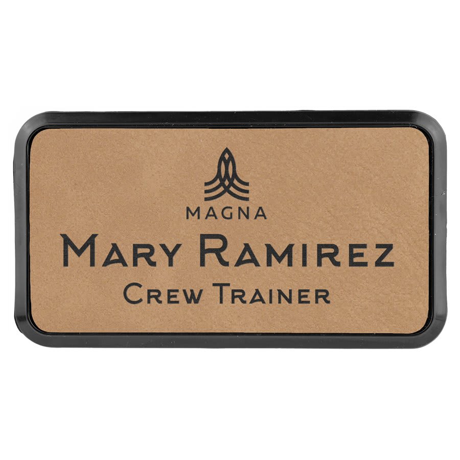 3" x 1 1/2" Laserable Leatherette Badge Blank with Frame